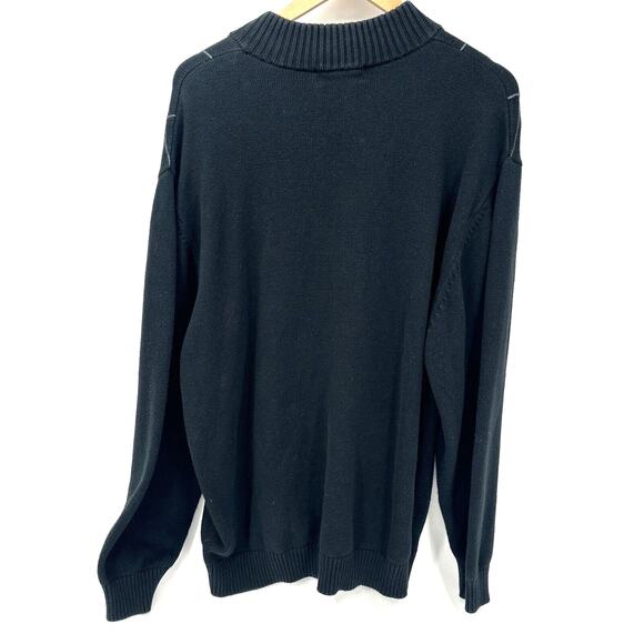 Austin Reed Sweater Mens XXL Black Gray Windowpane Pullover 1/4 Zip Long Sleeve - Picture 4 of 8
